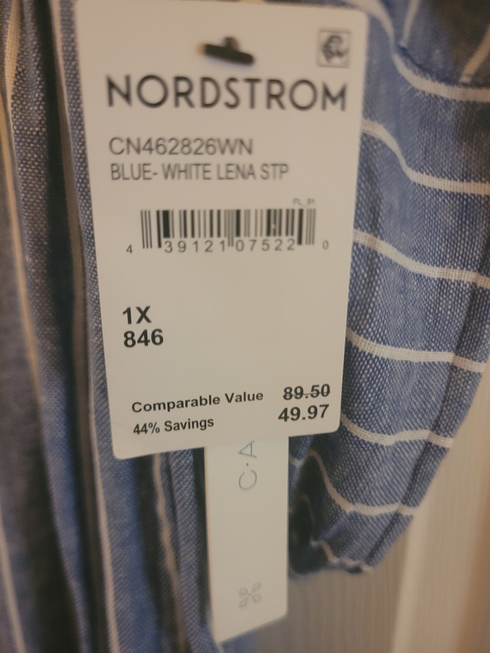 Caslon Blue and White Striped Shirt - Picture 3 of 3